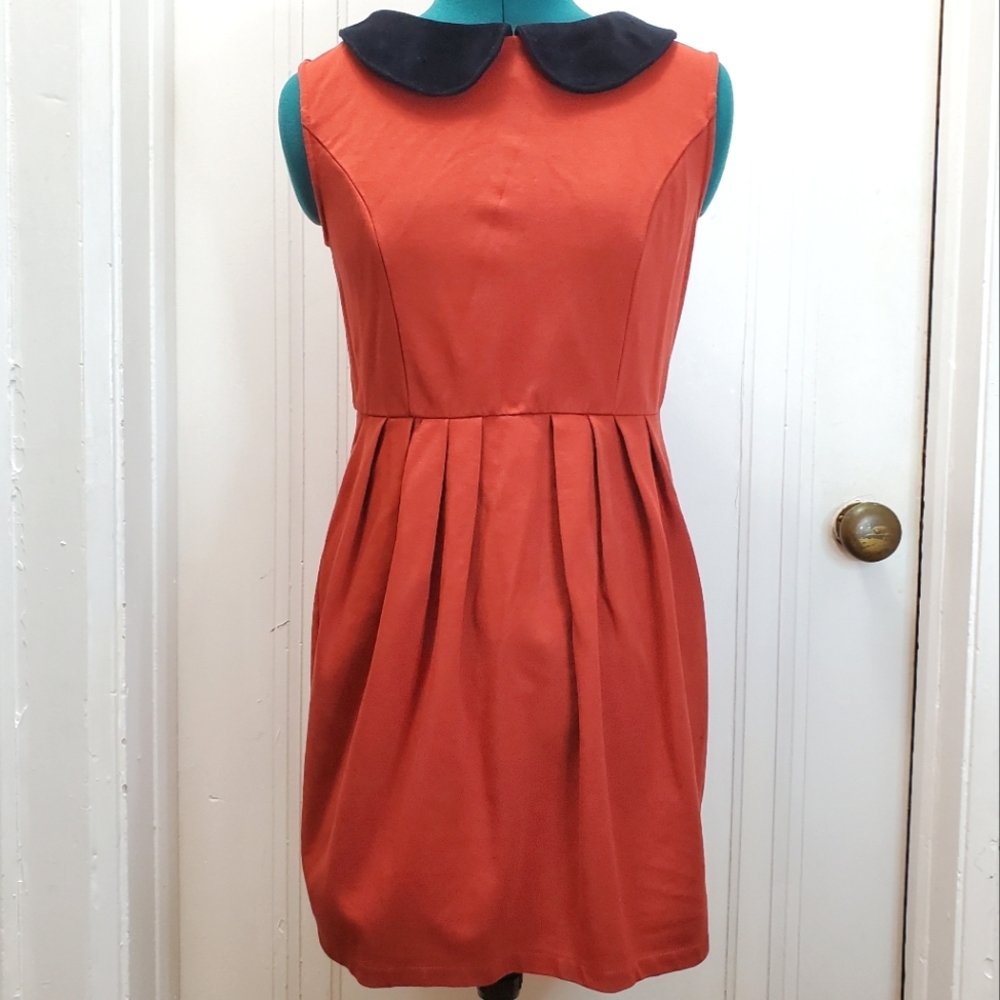 Theme Knit Dress with Velvet Peter Pan Collar